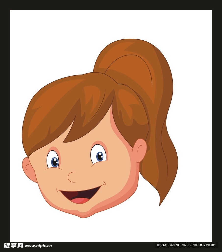 微笑的扎马尾小女孩