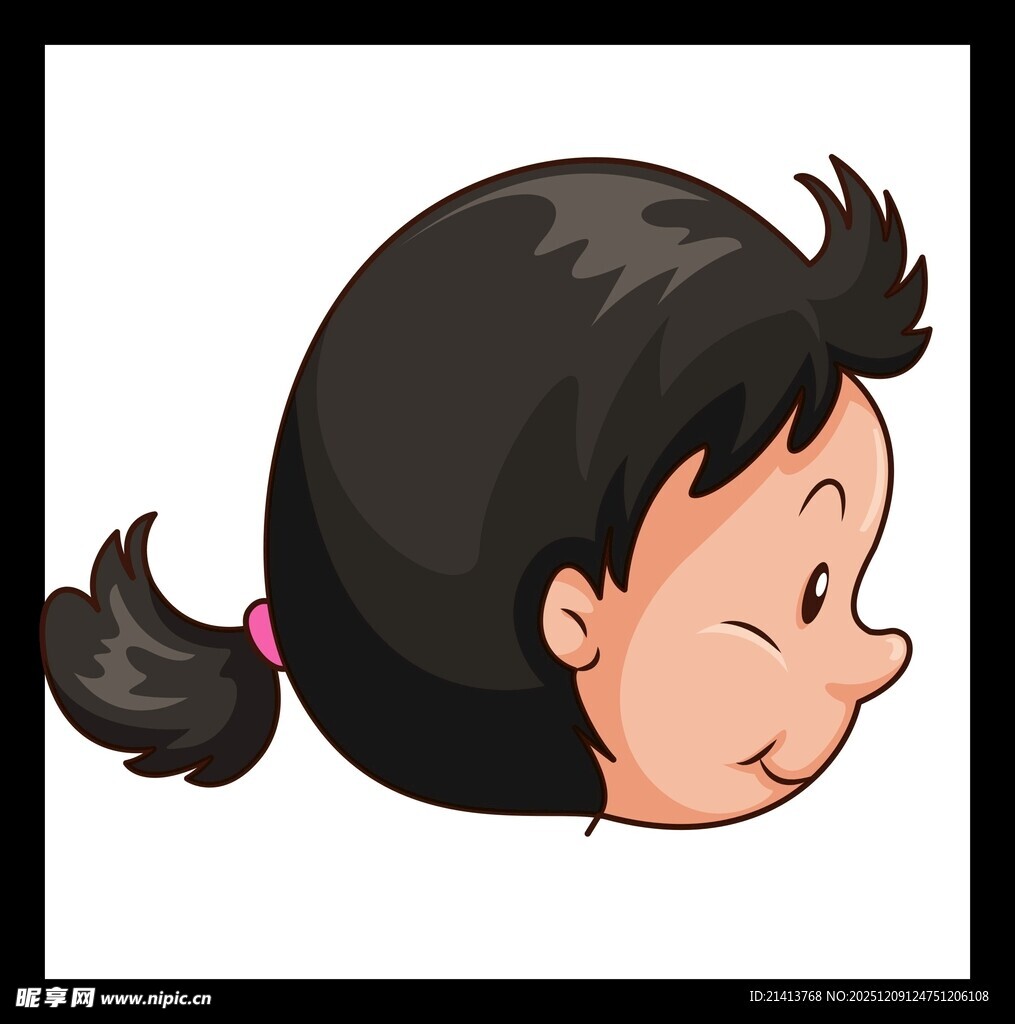 扎马尾的可爱小女孩