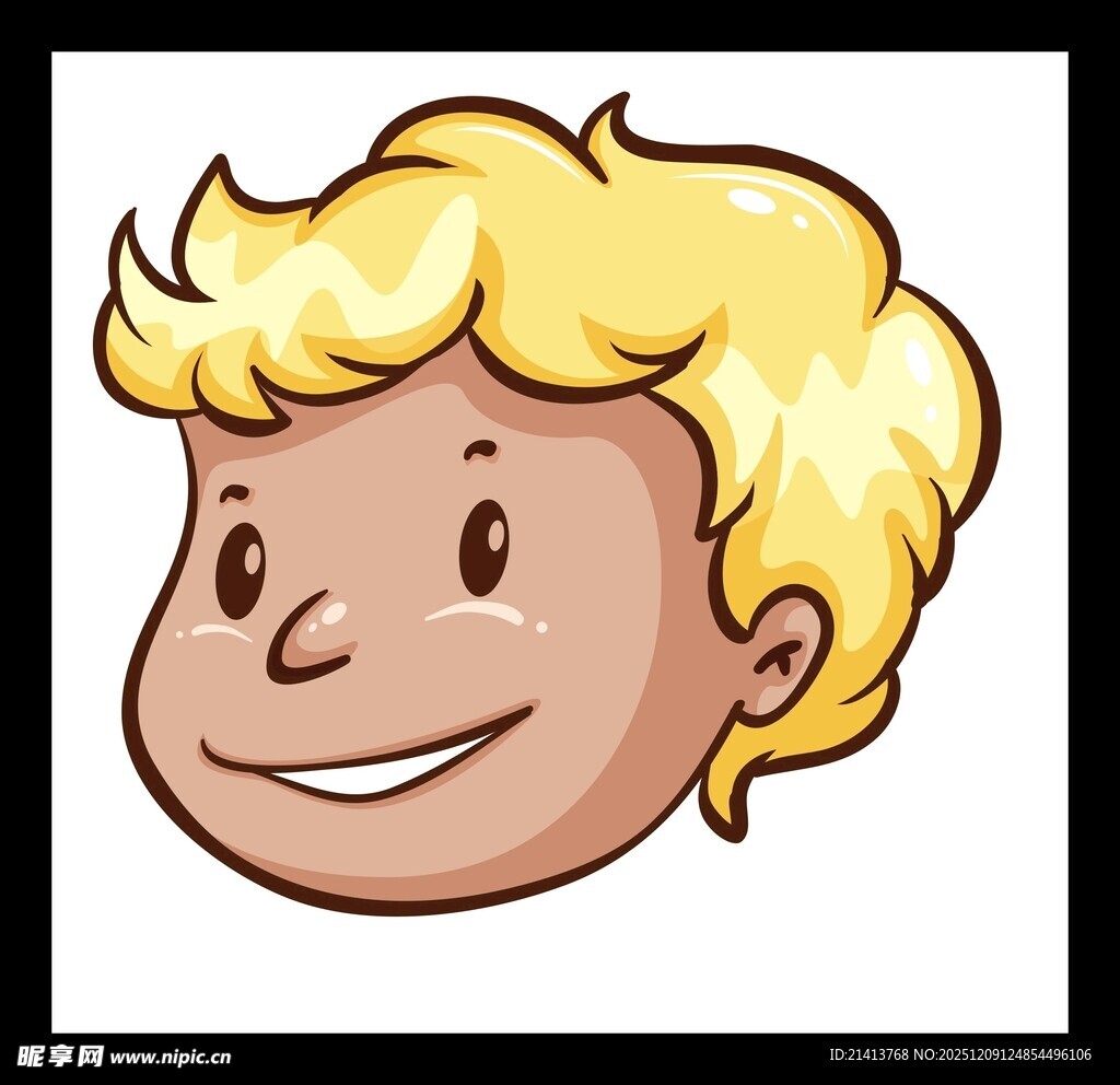 金发卡通笑脸男孩头像