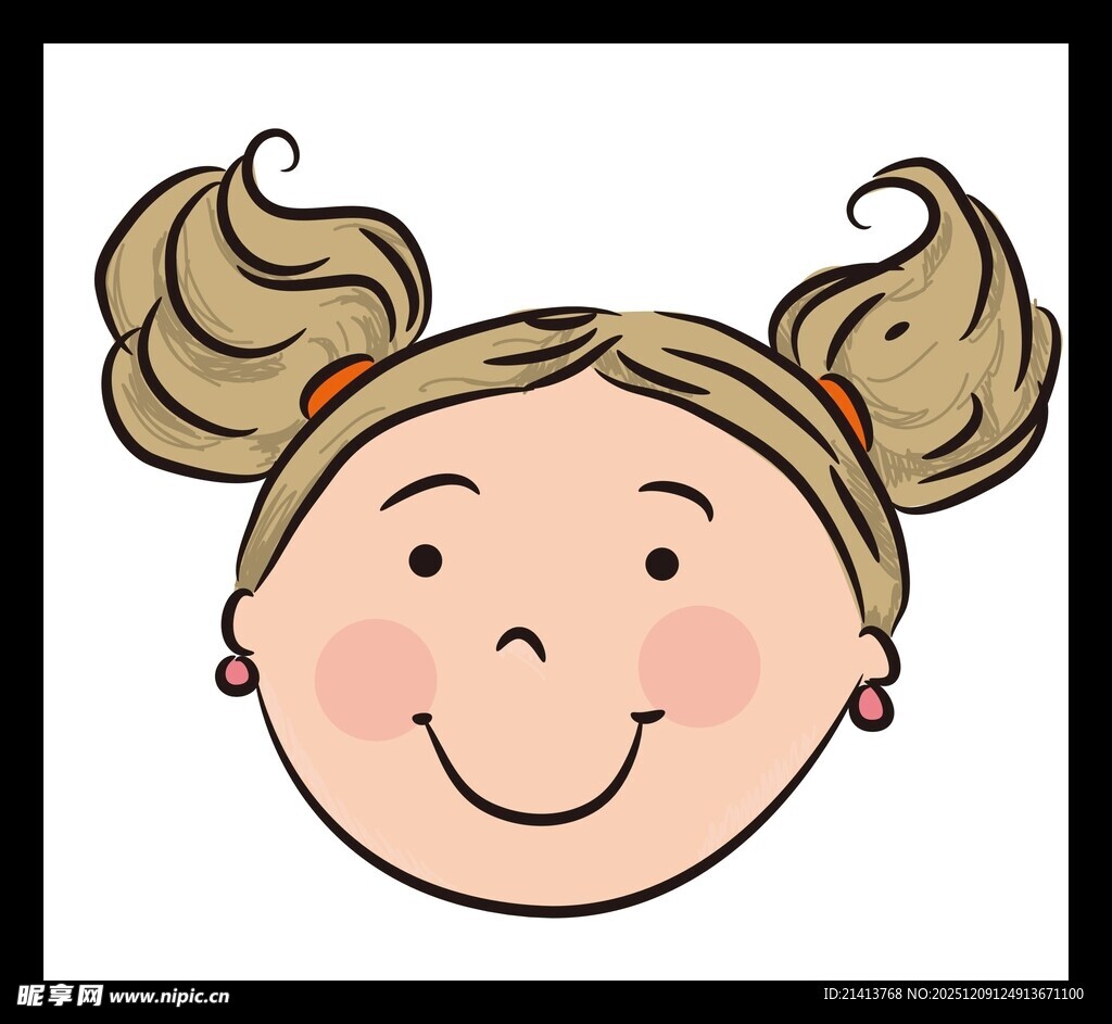 扎双马尾的微笑小女孩