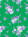绿色底紫色花卉图案