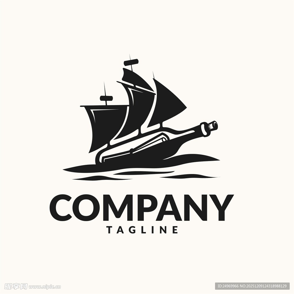 复古帆船公司标志设计