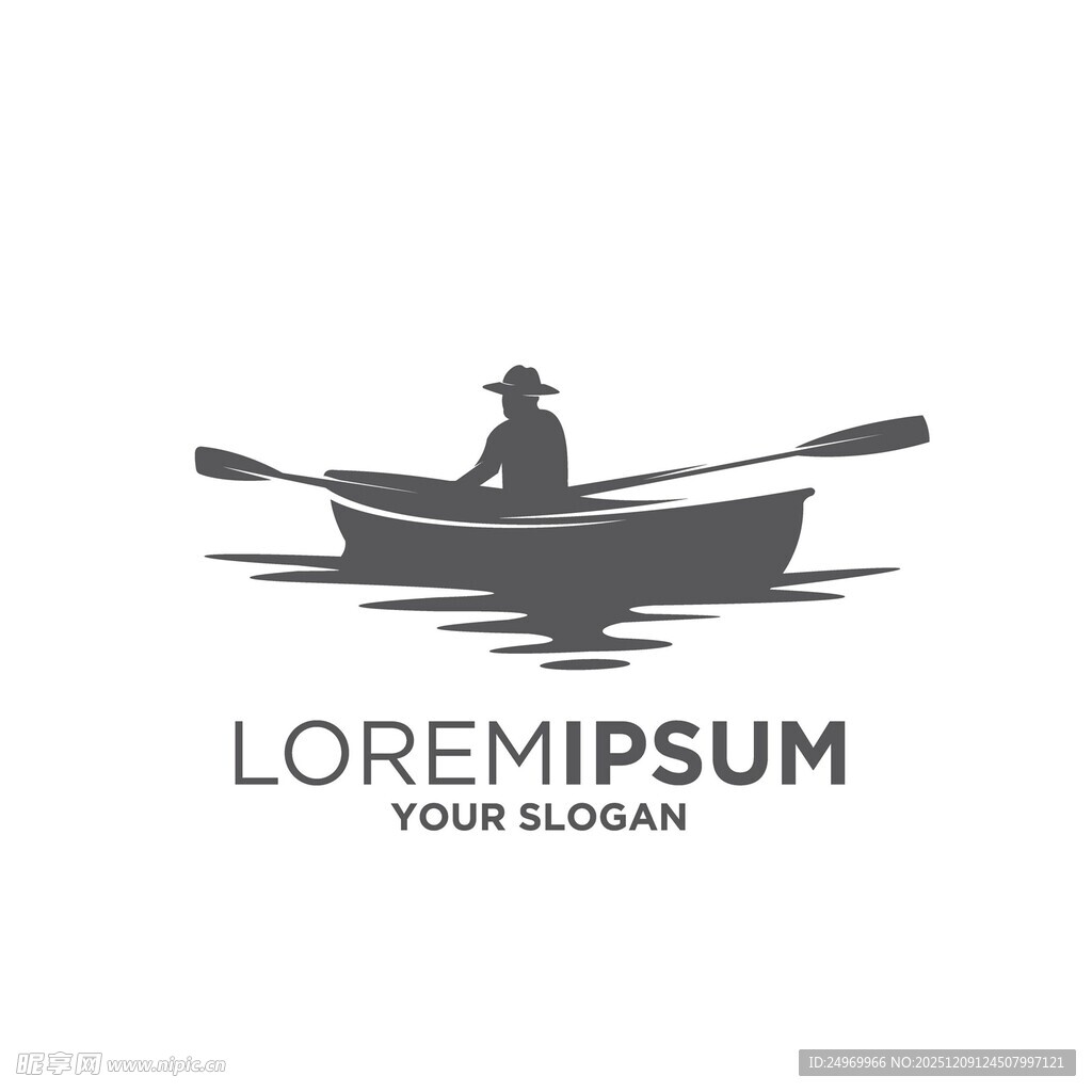单人泛舟标志设计