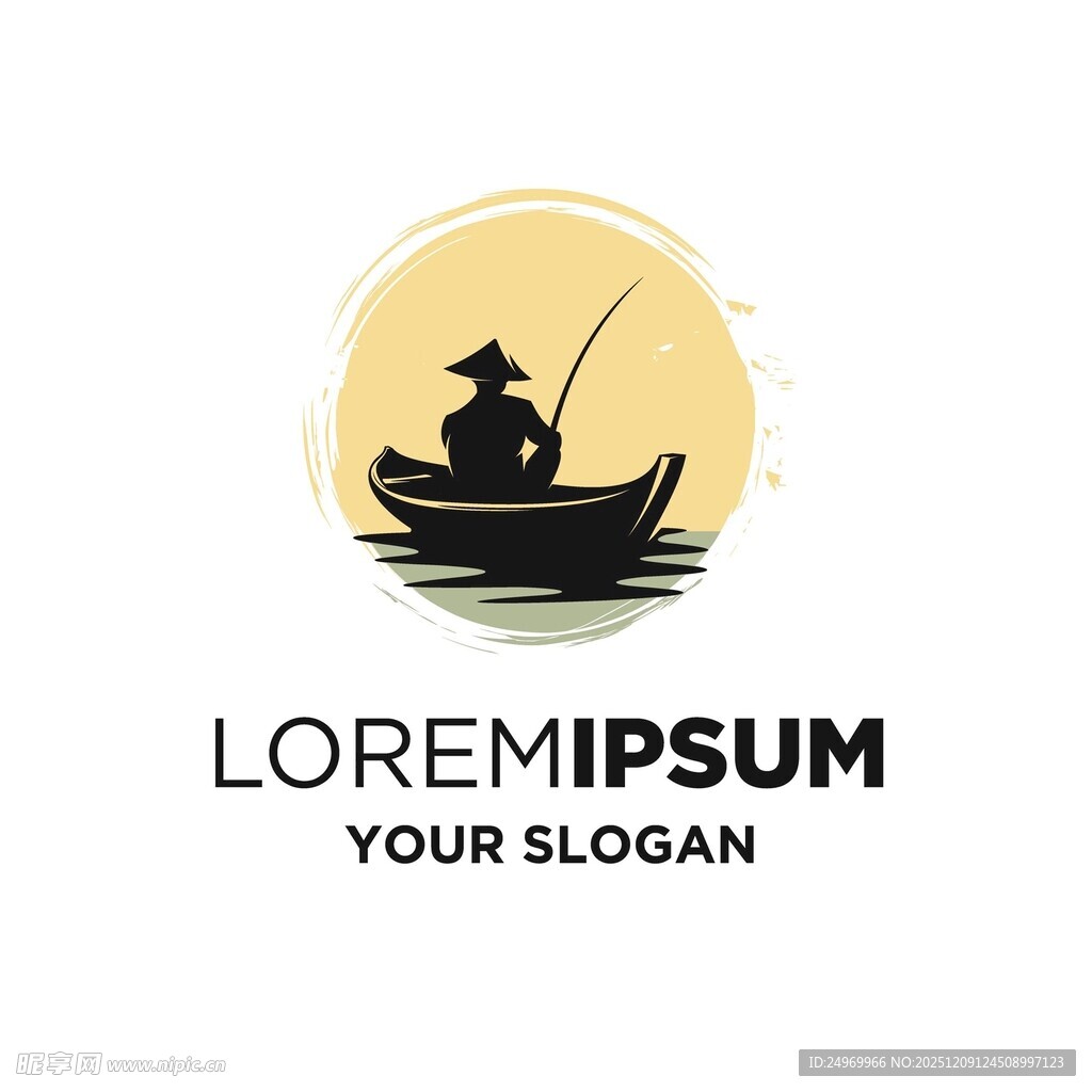 孤舟垂钓标志设计