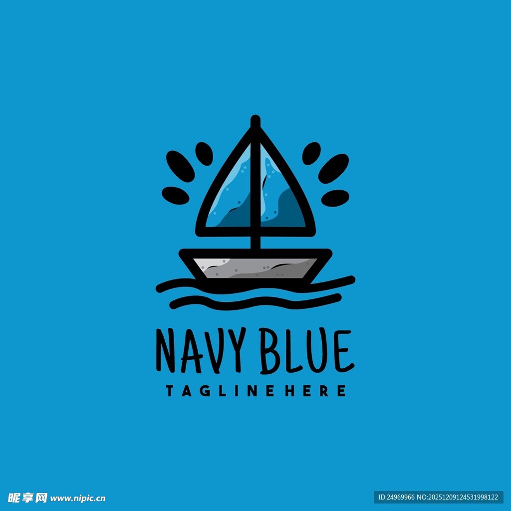 海军蓝帆船标志设计