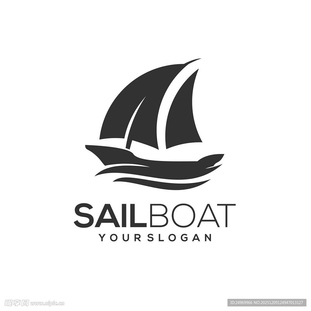 简约帆船标志设计