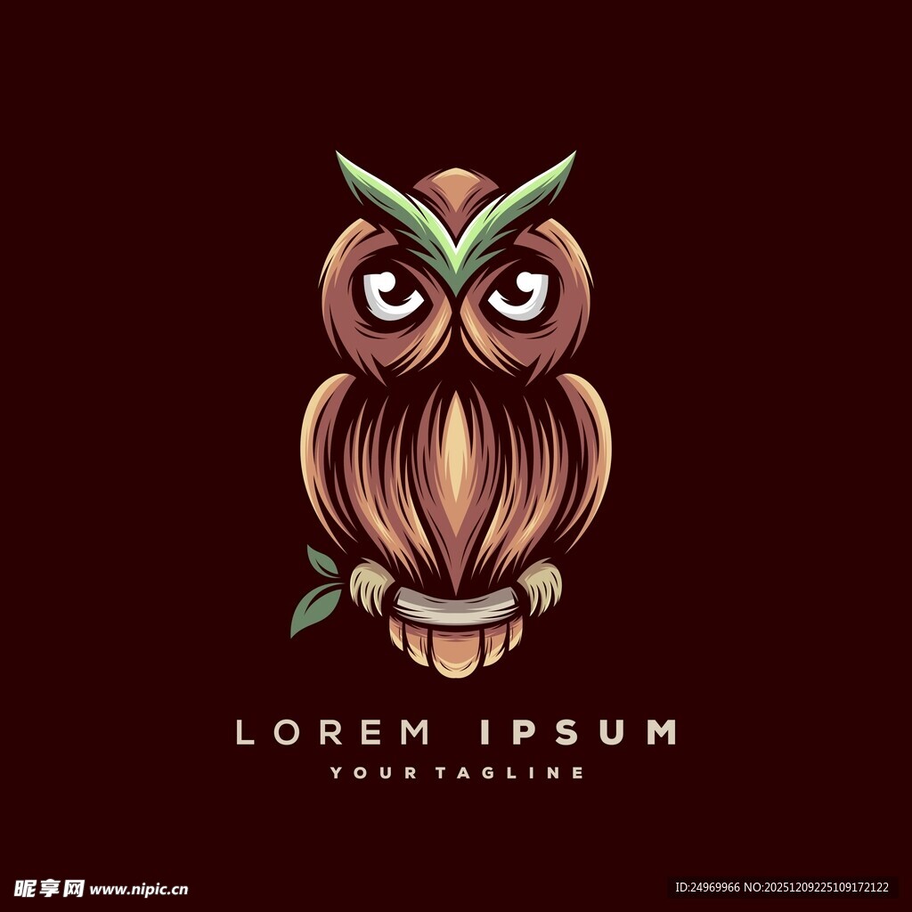 可爱猫头鹰标志设计