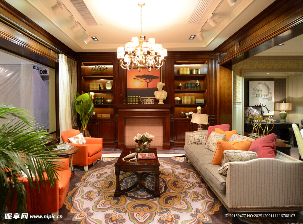豪华复古风客厅室内景致