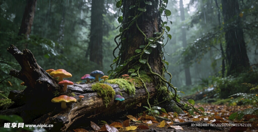 迷雾森林中的静谧景象