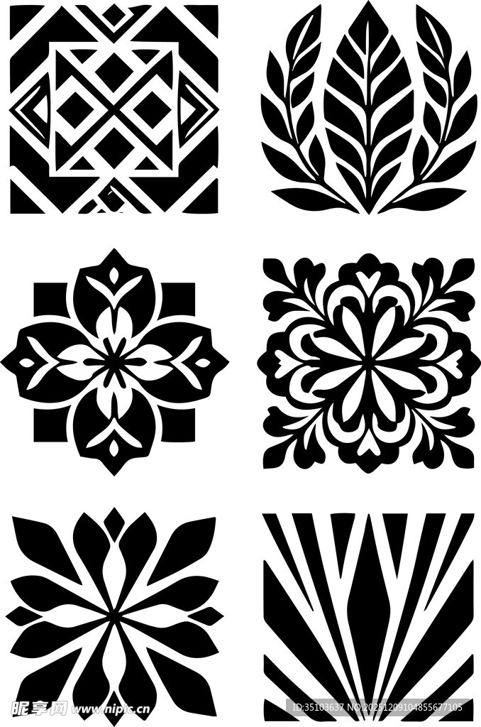 黑白几何花卉图案设计
