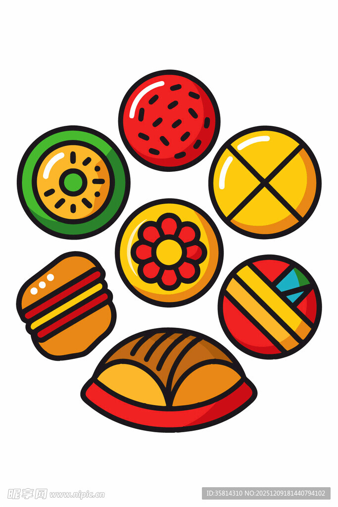 多彩卡通美味快餐图标