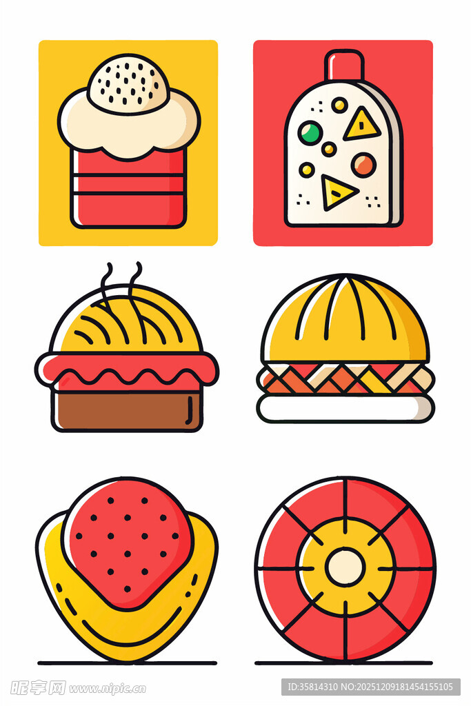 多样美味糕点图标集