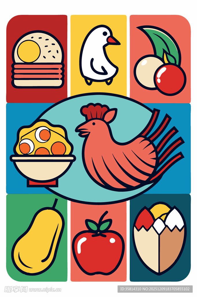 多彩美食图标集合