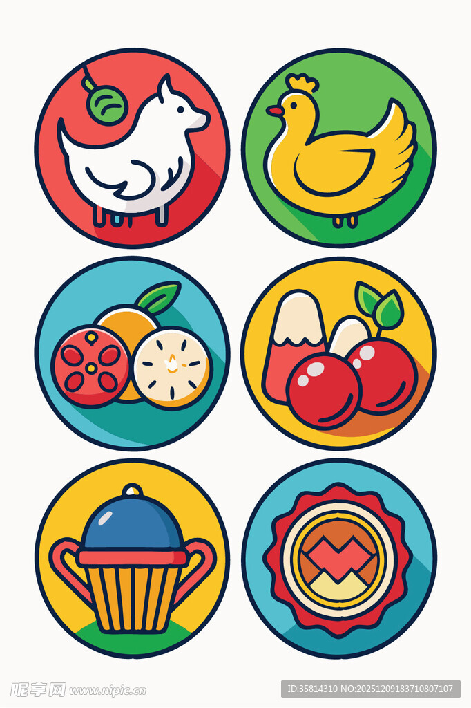 多彩食物图标集合