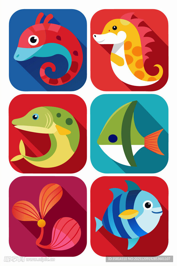 海洋动物图标集合