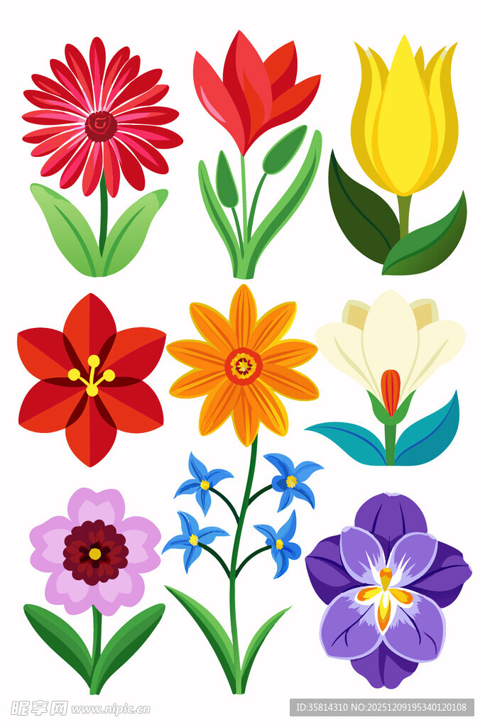 多彩手绘花卉图案集合