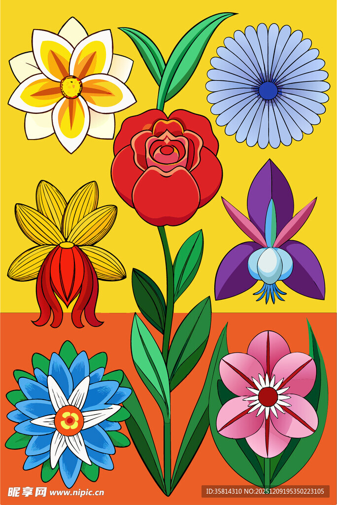 多彩花卉插画