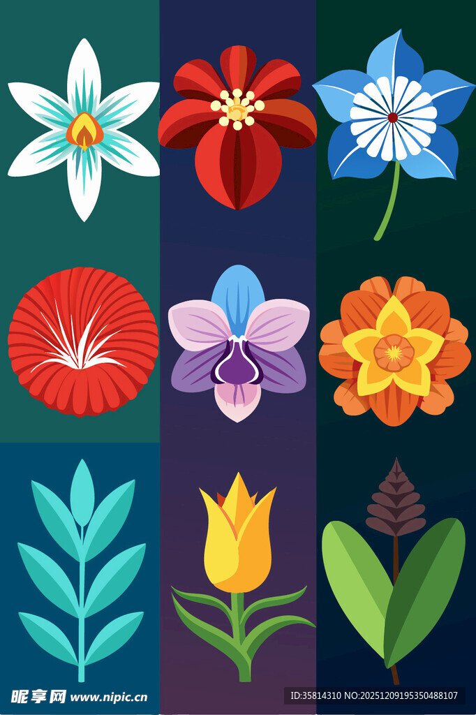 多彩花卉图案集合