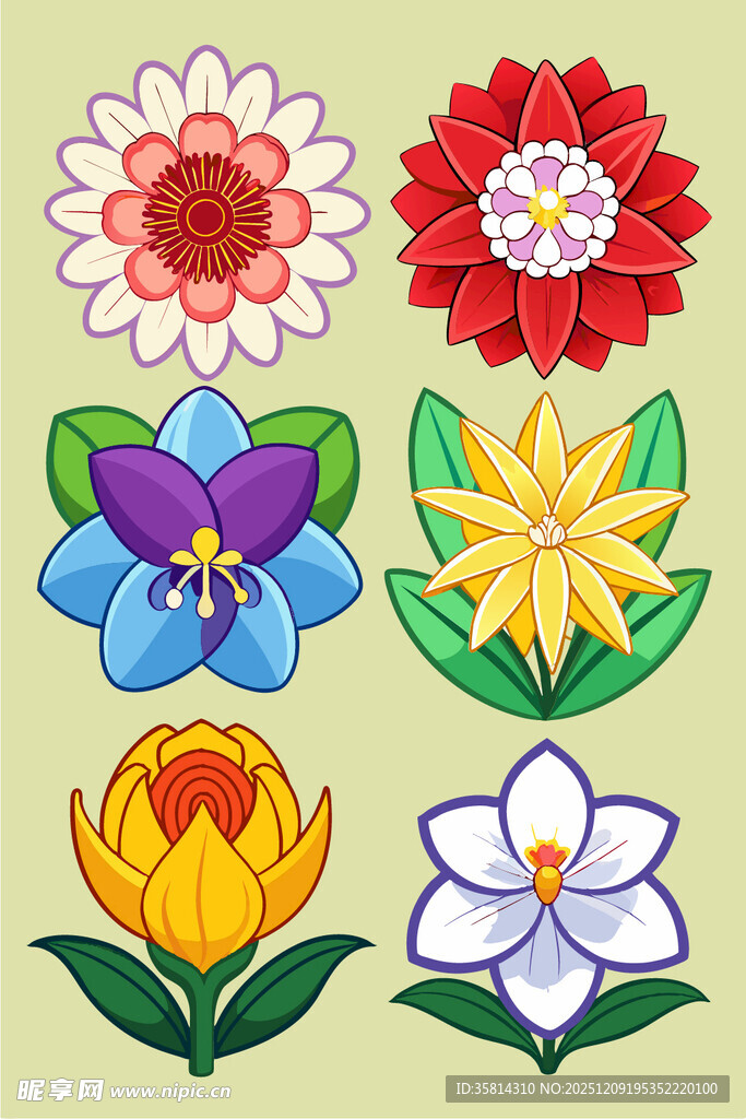 多彩手绘花卉图案集合