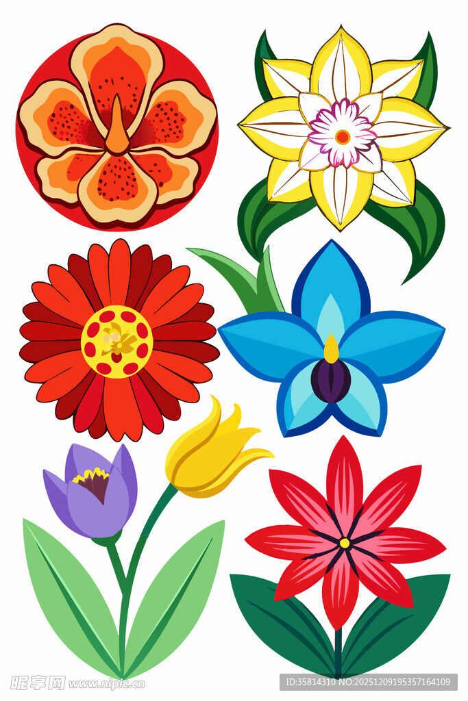 多彩花卉图案设计素材