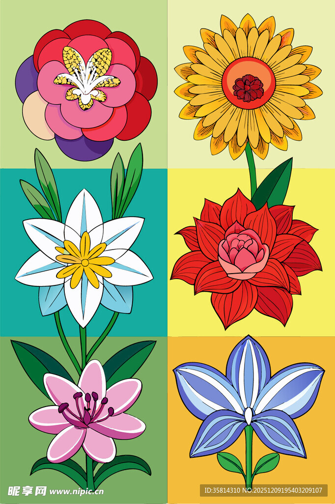 多彩花卉图案集合