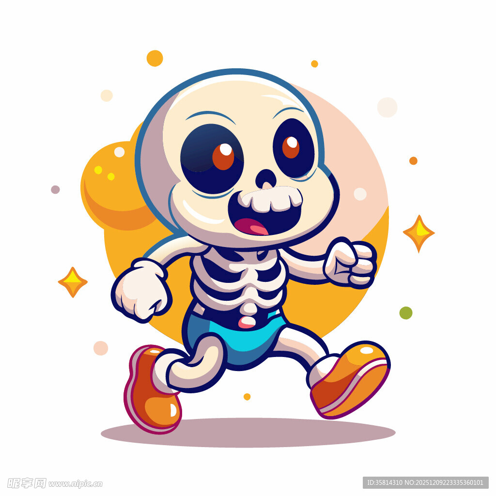奔跑的可爱骷髅形象