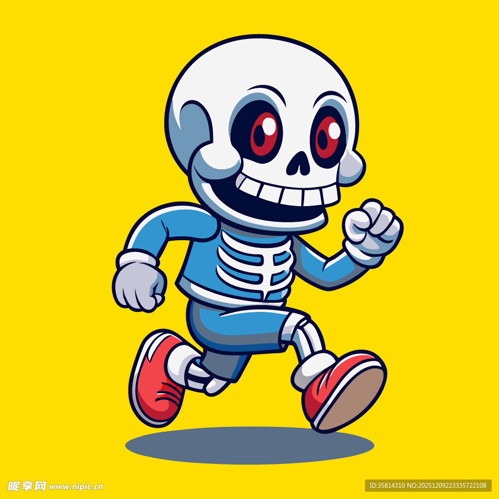 奔跑的卡通骷髅形象