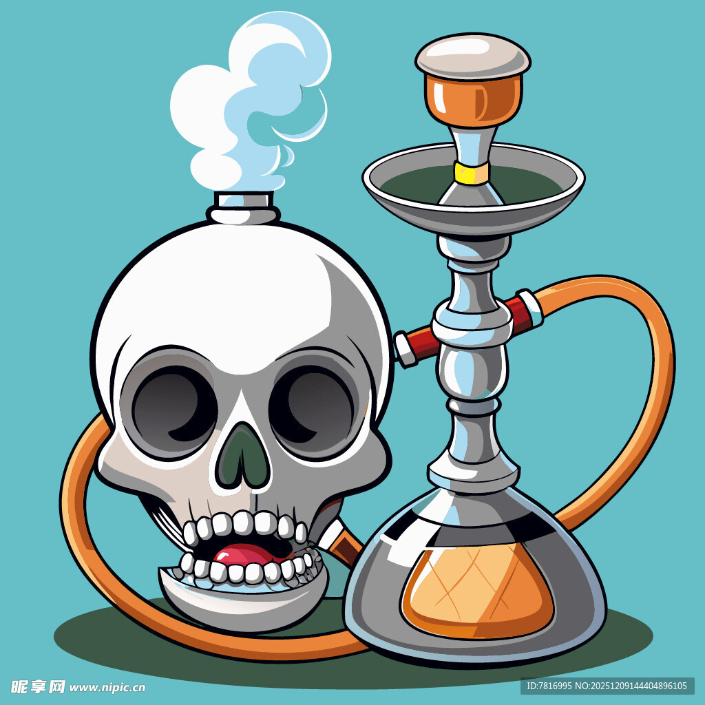 骷髅与水烟壶的独特组合