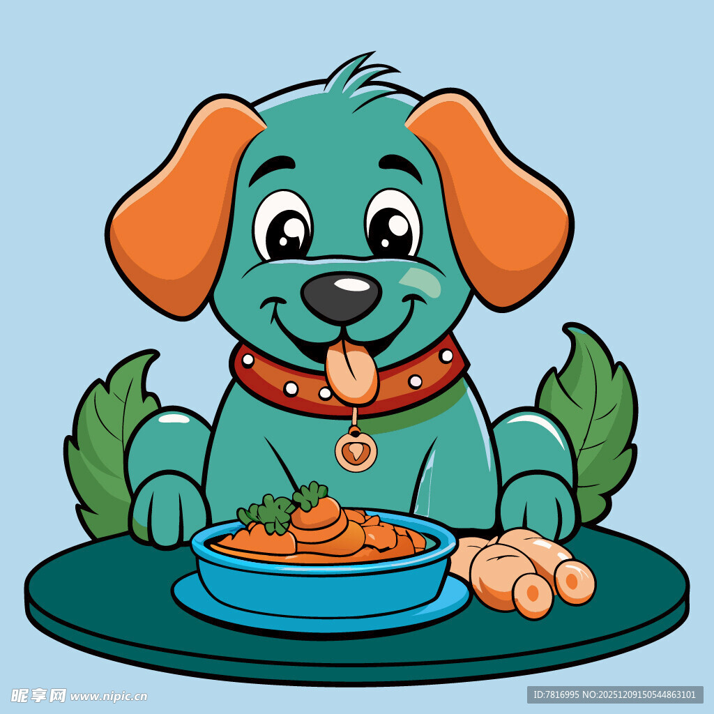 可爱小狗开心享用美食