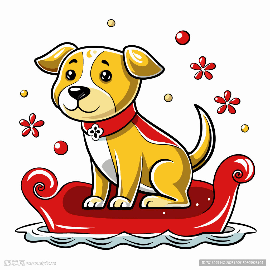 圣诞小狗坐雪橇