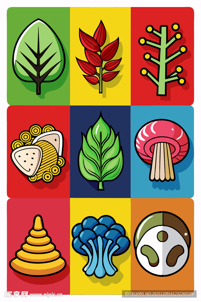 多彩森林元素图案集合