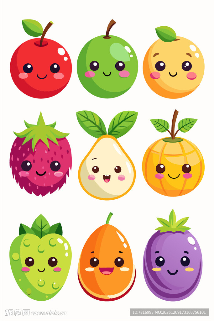 可爱表情水果大集合