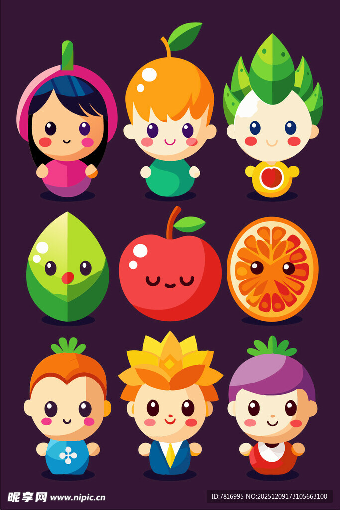 可爱水果拟人卡通角色