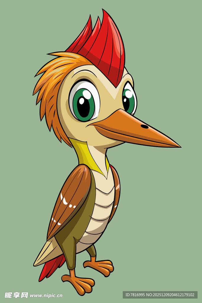 可爱卡通啄木鸟形象