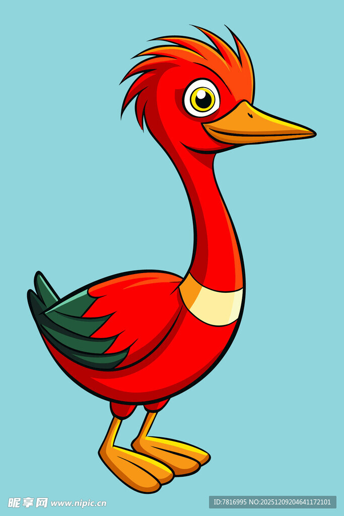 红色卡通鸟形象