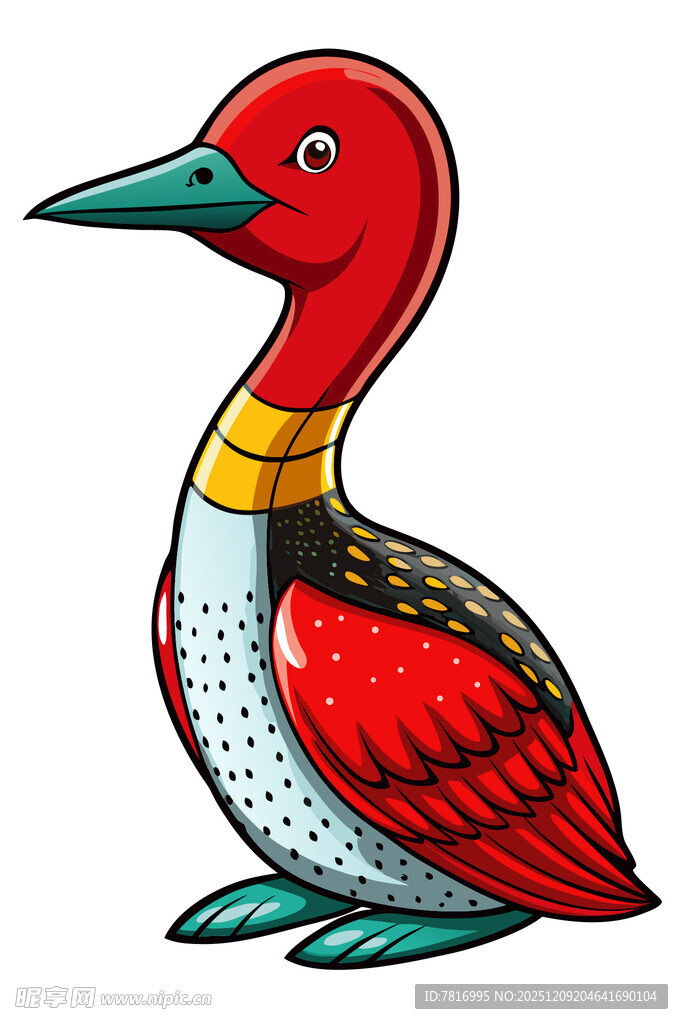 彩色卡通风格的独特水鸟