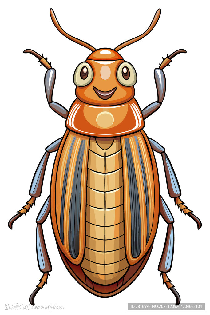 可爱条纹甲虫插画