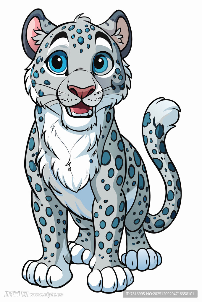 可爱雪豹幼崽插画