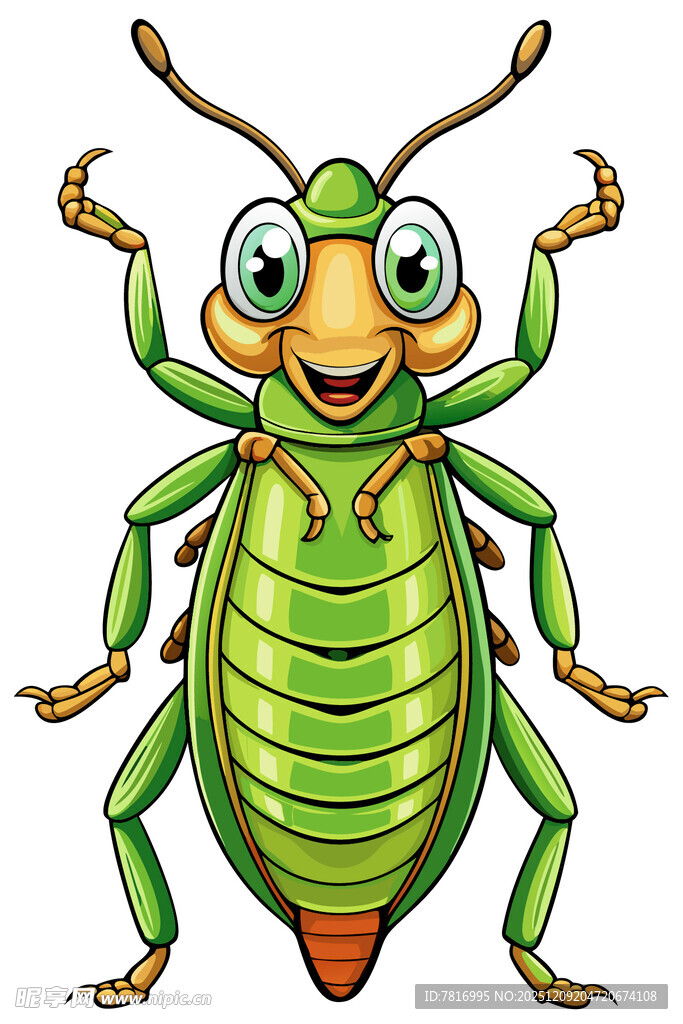 可爱绿色卡通昆虫形象