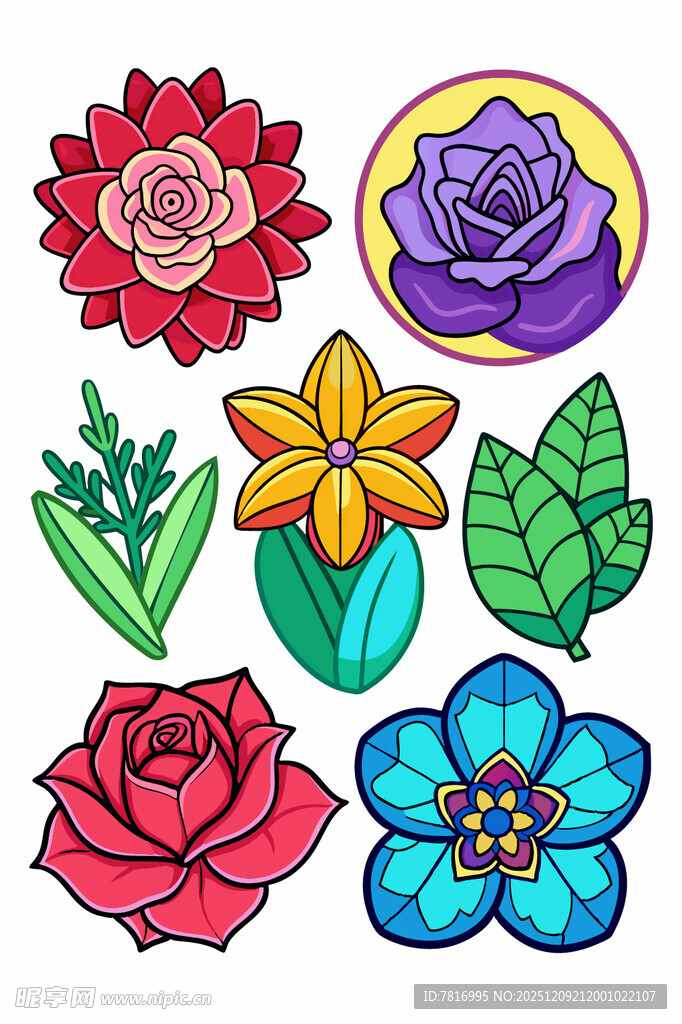 多彩花卉图案素材