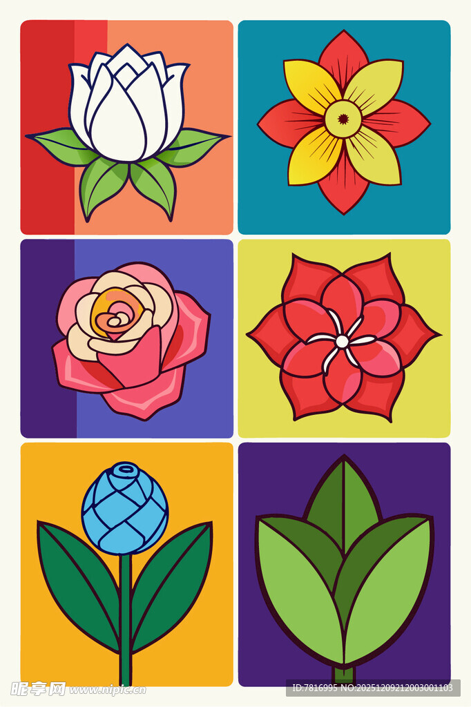 多彩花卉图案集合