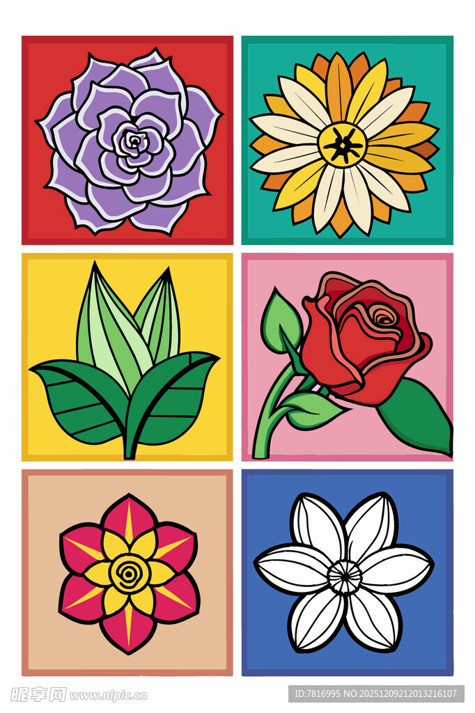 多彩花卉图案集合