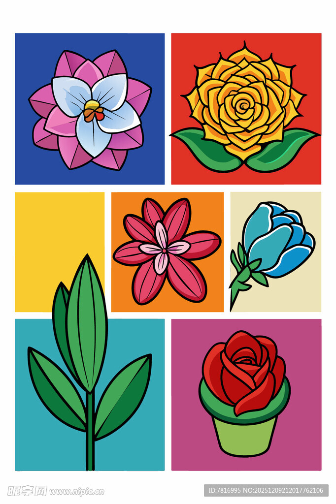 多彩手绘花卉图案