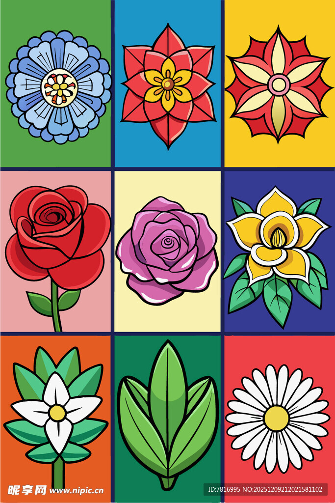 多彩花卉图案集合