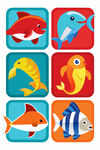 多彩卡通海洋鱼类图标