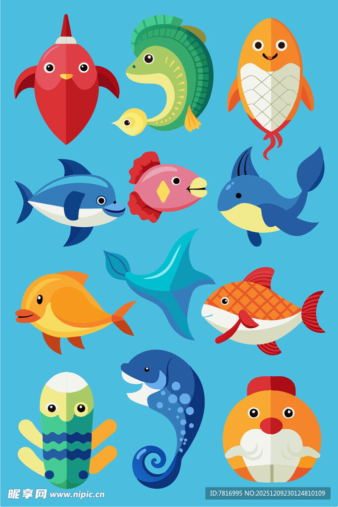 可爱海洋动物卡通集合