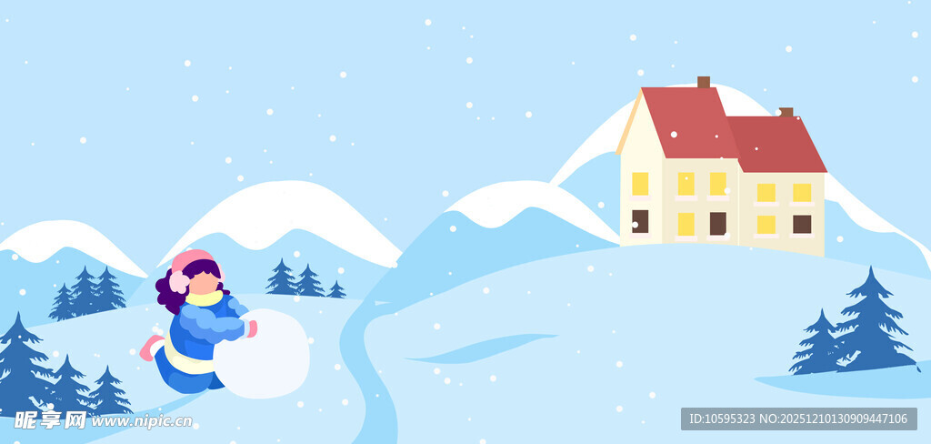 卡通冬日玩耍背景