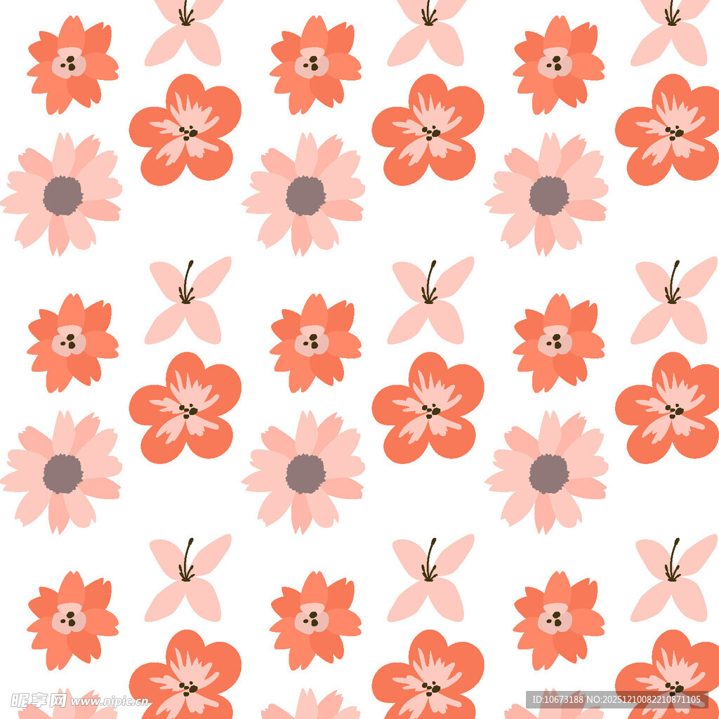 橙色小花无缝图案背景