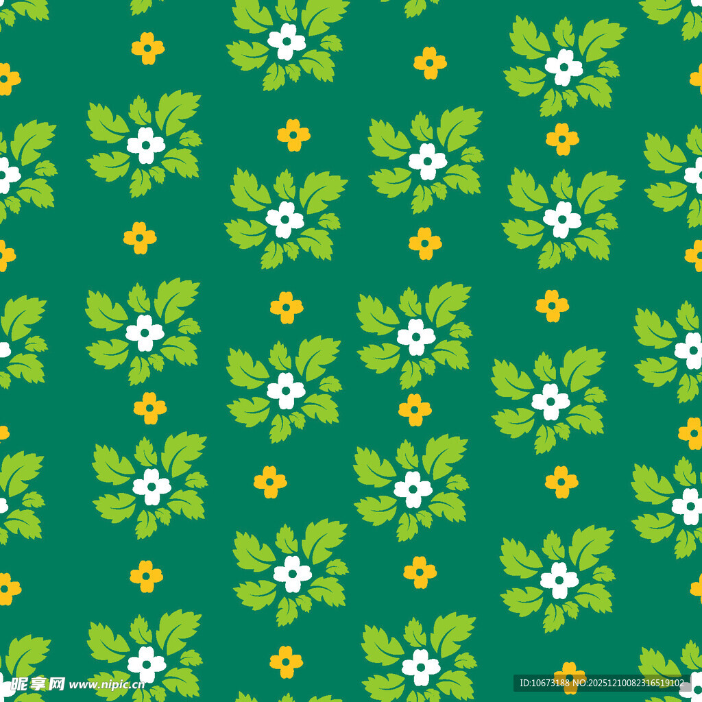 绿色花卉图案无缝背景