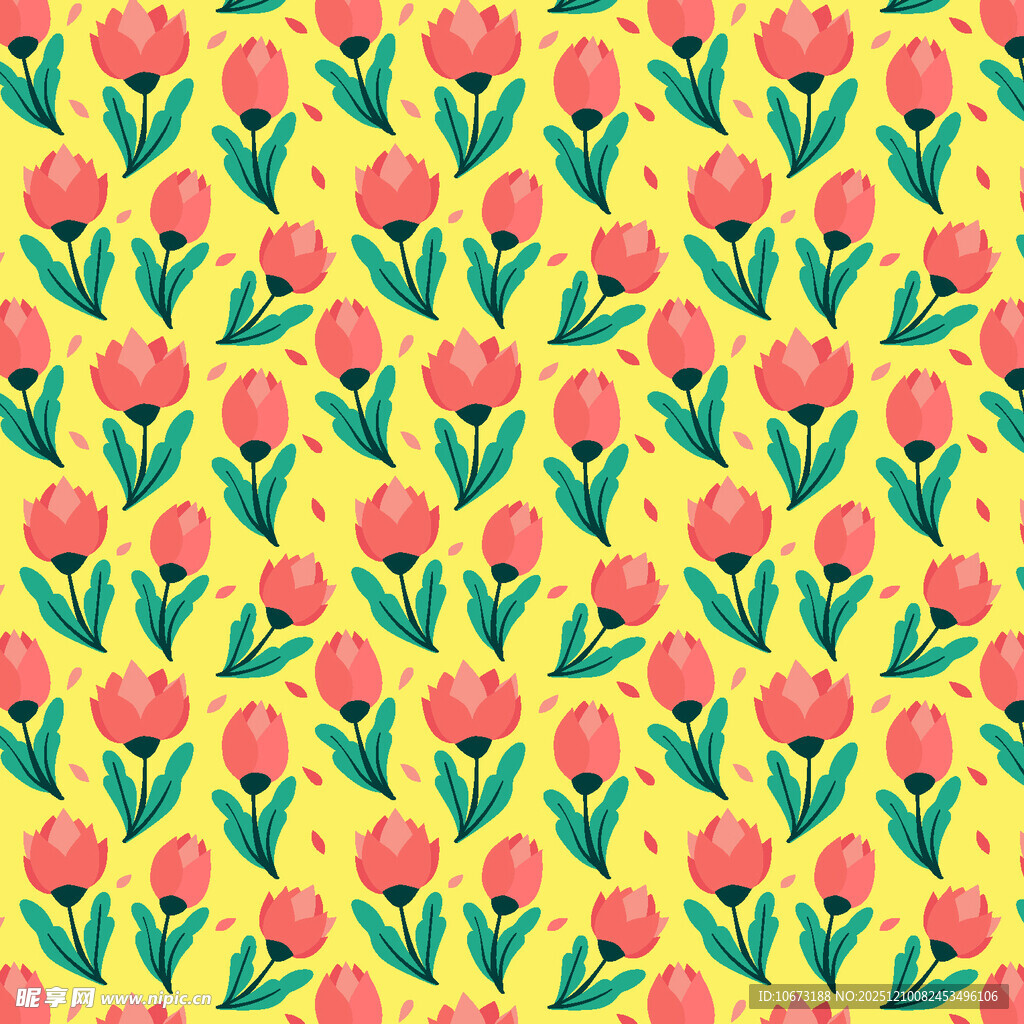 粉色花朵黄色背景图案